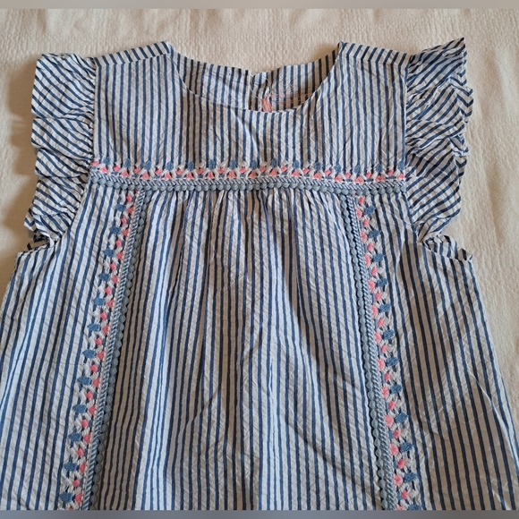 Vineyard Vines girls size 12 seersucker blue & white stripe dress, NWT - Picture 5 of 7